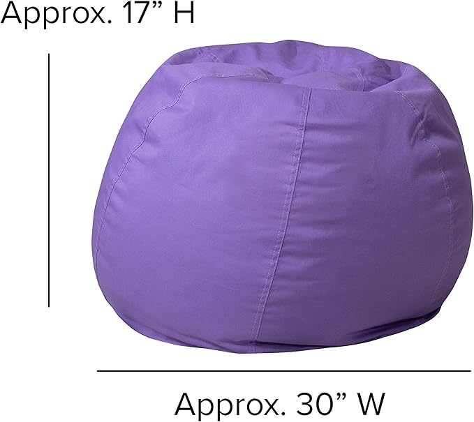 Flash Furniture Dillon Small Bean Bag Chair for Kids and Teens, Foam-Filled Beanbag Chair with Machine Washable Cover, Purple - LeafyLoom