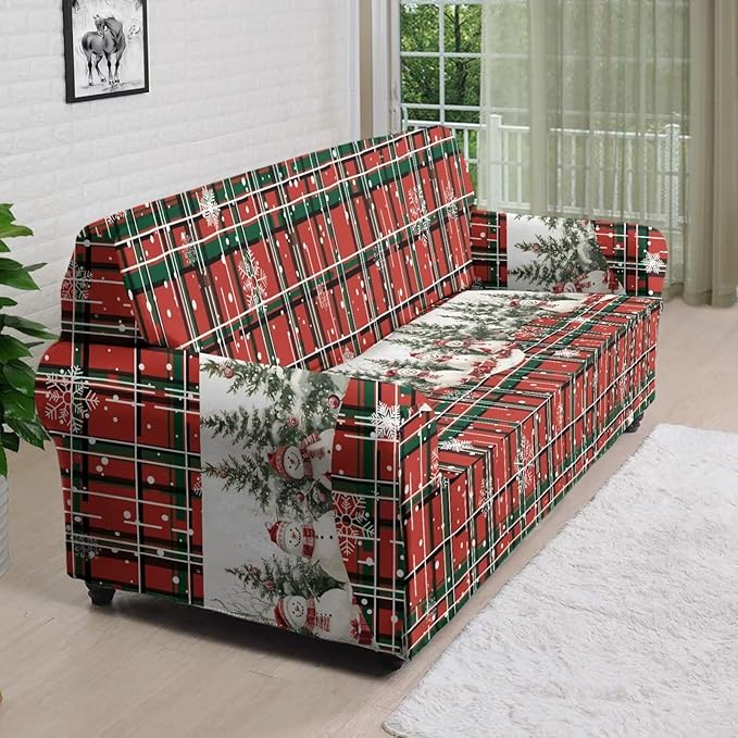 FKELYI Christmas Decorations Sofa Couch Cover Comfortable Furniture Protector Easy Going Stretch Sofa Slipcover with Elastic Bottom XL FKELYI