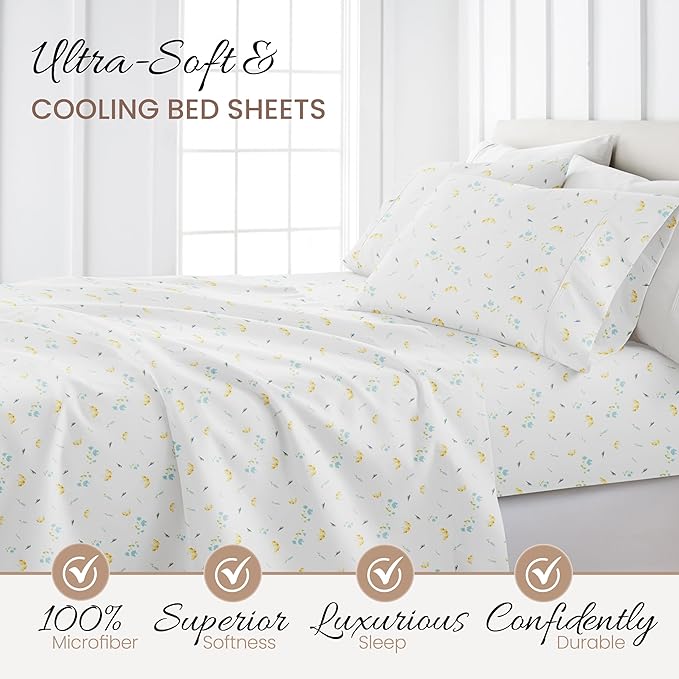 Linen Market 4 Piece California King Bedding Sheet Set (Light Blue) - Sleep Better Than Ever with These Ultra-Soft Cooling Bed Sheets for Your California King Size Bed - Deep Pocket Fits 16" Mattress - LeafyLoom