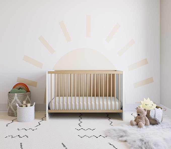 Storkcraft Calabasas 3-in-1 Convertible Crib (White with Driftwood) – GREENGUARD Gold Certified, Fits Standard Crib Mattress, Converts to Toddler Bed, Modern Style, Easy 30-Minute Assembly - LeafyLoom