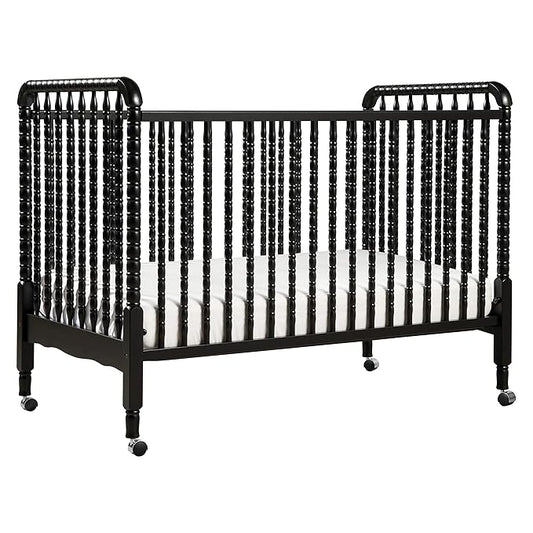 DaVinci Jenny Lind 3-in-1 Convertible Crib in Ebony, Removable Wheels, Greenguard Gold Certified - LeafyLoom