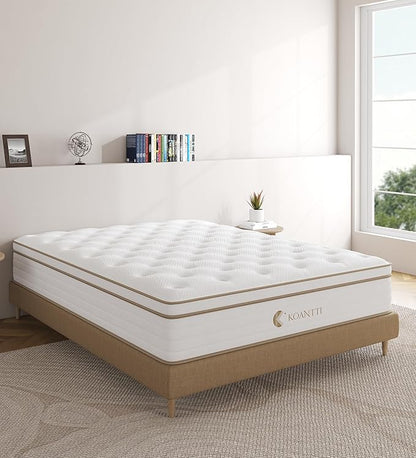 Queen Size Mattress,12 Inch Memory Foam Hybrid Mattress in a Box with Individual Pocket Spring,for Pressure Relief Motion Isolation Queen Size White Mattresses,CertiPUR-US. - LeafyLoom