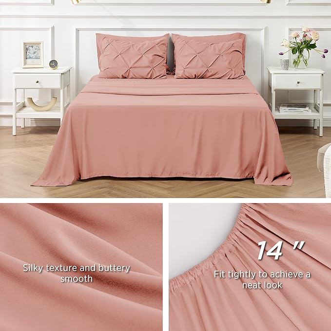 Bedsure Twin Comforter Set with Sheets - 5 Pieces Twin Bedding Sets, Twin Bed in a Bag with Comforter, Sheets, Pillowcase & Sham (Dusty Pink) - LeafyLoom