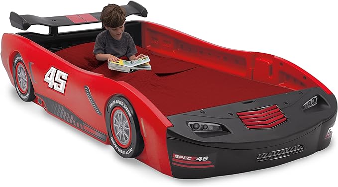 Delta Children Sport Race Car Twin Bed, Red - LeafyLoom