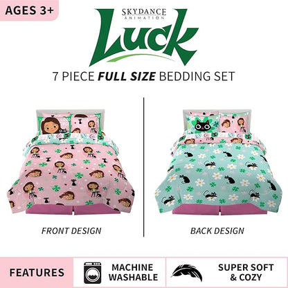 Skydance Luck Kids Bedding Super Soft Comforter and Sheet Set with Sham, 7 Piece Full Size, By Franco - LeafyLoom