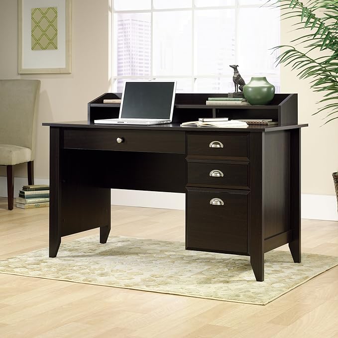 Sauder Shoal Creek Desk, Jamocha Wood finish - LeafyLoom