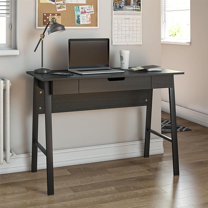 Ameriwood Home Oxford Computer Desk with Drawer, Black Oak - LeafyLoom