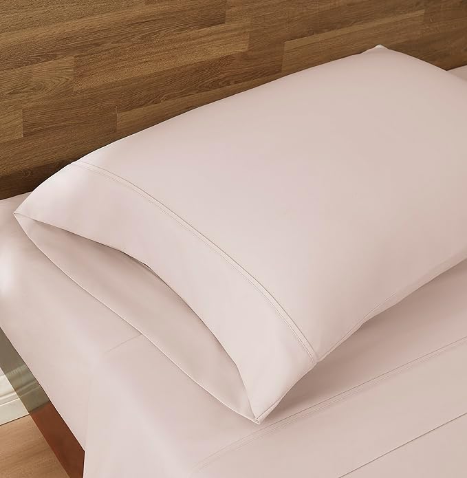 UGG 33612 Alahna Split King Bed Sheet and Pillowcase 5-Piece Set Sleep in Luxury Machine Washable Deep Pockets Wrinkle-Resistant Breathable Cozy Comfort Silky Cooling Sheets, Split King, Shell - LeafyLoom