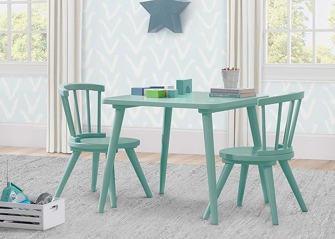 Delta Children Windsor 2 Chair, 3 Piece Set, Aqua - LeafyLoom