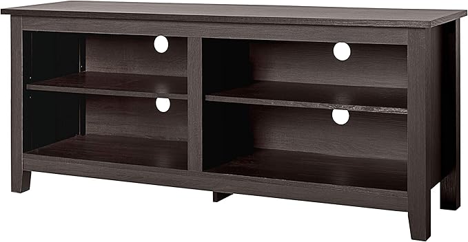 Walker Edison Wren Classic TV Console Entertainment Media Stand with Storage for Televisions up to 65 Inches, 58 Inch, Espresso - LeafyLoom