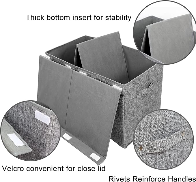 popoly Large Toy Box Chest with Lid, Collapsible Sturdy Toy Storage Organizer Boxes Bins Baskets for Kids, Boys, Girls, Nursery, Playroom, 25"x13" x16" (Linen Gray) - LeafyLoom