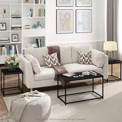 Furinno Camus Modern Living Room Coffee Table with 2 End Tables Set, French Oak Grey - LeafyLoom