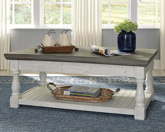 Signature Design by Ashley Havalance Farmhouse TV Stand and Lift Top Coffee Table Bundle - LeafyLoom