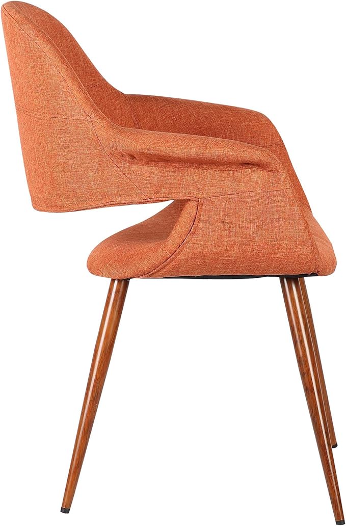 Armen Living Phoebe Mid-Century Modern Fabric Upholstered Dining Chair for Kitchen Table Office Desk Vanity, 24D x 25W x 33H Inch, Orange - LeafyLoom