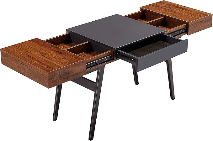 Techni Mobili Expandable Modern Storage Writing Desk, Mahogany - LeafyLoom