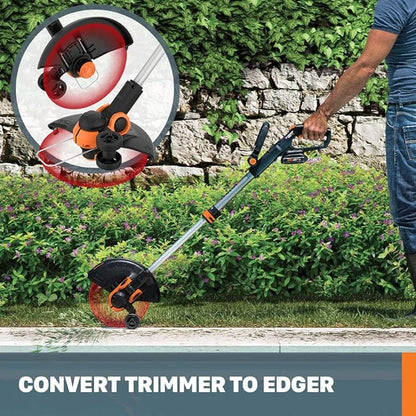 WORX WG509 12 Amp TRIVAC 3-in-1 Electric Leaf Blower with All Metal Mulching System & WG163 GT 3.0 20V PowerShare 12" Cordless String Trimmer & Edger (2 Batteries & Charger Included) - LeafyLoom