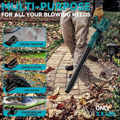 Leaf Blower, Cordless Leaf Blower for Makita 18V Battery, 3 Speed Modes Up to 200MPH, 270° Rotatable Electric Leaf Blower with 4 Blowing Nozzles for Lawn Care and Yard(Battery Not Included) - LeafyLoom