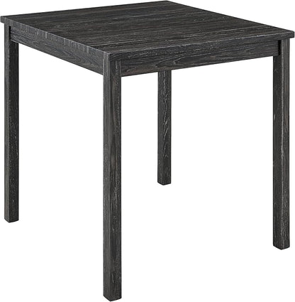 5 Piece Square, Bar Chairs Set, Bistro Industrial Breakfast Table + 4 Upholstered Stools, for Living, Small Apartment, Dining, Game Room, Black+Gray - LeafyLoom