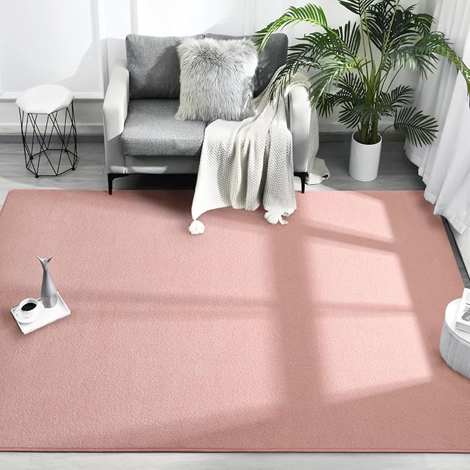 Area Rugs for Bedroom Living Room, 6x9 Pink Super Soft Comfy Thickened Memory-Foam Indoor Carpets, Modern Aesthetic Minimalist Carpet for Boys Girls Adults Apartment Nursery Home Décor - LeafyLoom