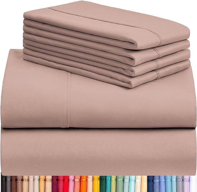 LuxClub 6 PC Full Sheet Set, Breathable Luxury Bed Sheets, Deep Pockets 18" Eco Friendly Wrinkle Free Cooling Bed Sheets Machine Washable Hotel Bedding Silky Soft - Pearl Pink Full - LeafyLoom