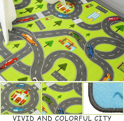 HOMORE Kids Play Mat Rug, Fun and Educational City Play Rug for Hot Wheels Track Racing and Toys, Kids Carpet Playmat Area Rug for Children Bedroom Play Room Nursery, 3x5 Feet - LeafyLoom