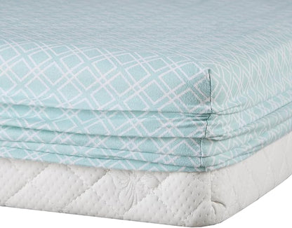 Comfort Spaces Cotton Flannel Breathable Warm Deep Pocket Sheets with Pillow Case Bedding, Full, Aqua Geo 4 Piece - LeafyLoom