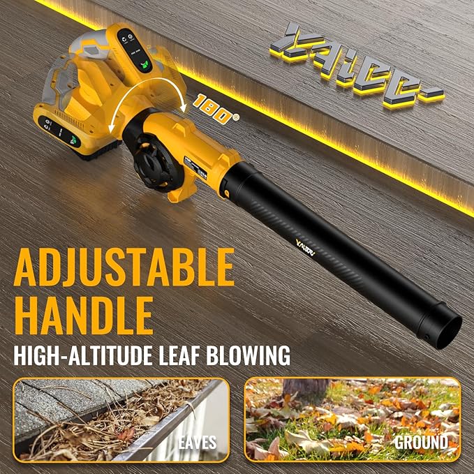 Leaf Blower, Cordless Leaf Blower for De-Walt 20V Battery, 3 Speed Modes Up to 200MPH, 270° Rotatable Electric Leaf Blower with 4 Blowing Nozzles for Lawn Care and Yard(Battery Not Included) - LeafyLoom