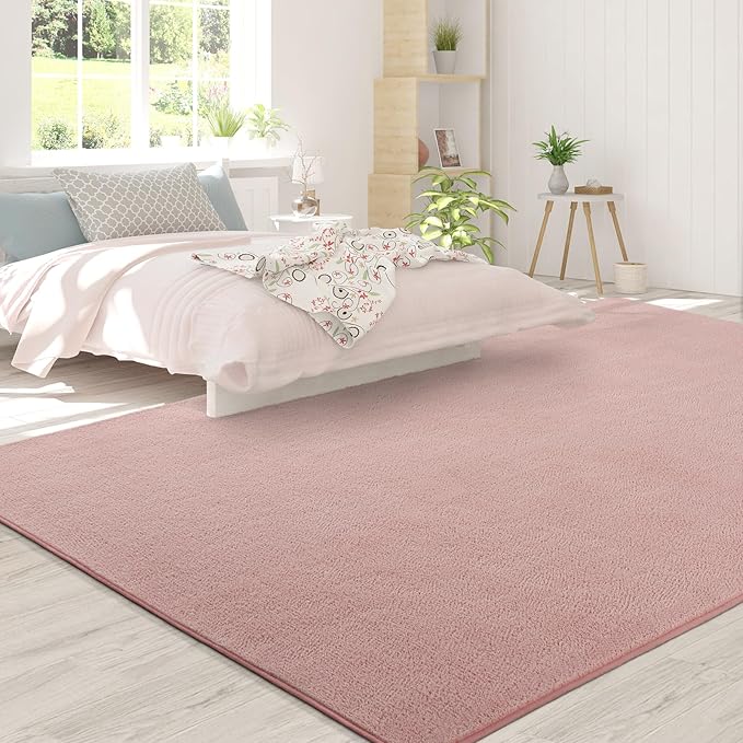 Area Rugs for Bedroom Living Room, 5x8 Pink Super Soft Comfy Thickened Memory-Foam Indoor Carpets, Modern Aesthetic Minimalist Carpet for Boys Girls Adults Apartment Nursery Home Décor - LeafyLoom