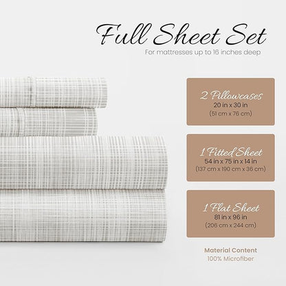 Linen Market 4 Piece Full Bedding Sheet Set (Gray Thatch) - Sleep Better Than Ever with These Ultra-Soft & Cooling Bed Sheets for Your Full Size Bed - Deep Pocket Fits 16" Mattress - LeafyLoom