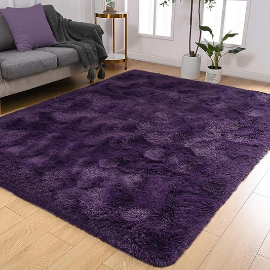 Softlife Rug for Living Room 6x9 Large Area Rug for Bedroom Super Soft Shaggy Rugs for Kids Room Fluffy Fuzzy Carpets Long Plush Bedside Rug Nursery Christmas Home Decoration for Boys Girls, Purple - LeafyLoom