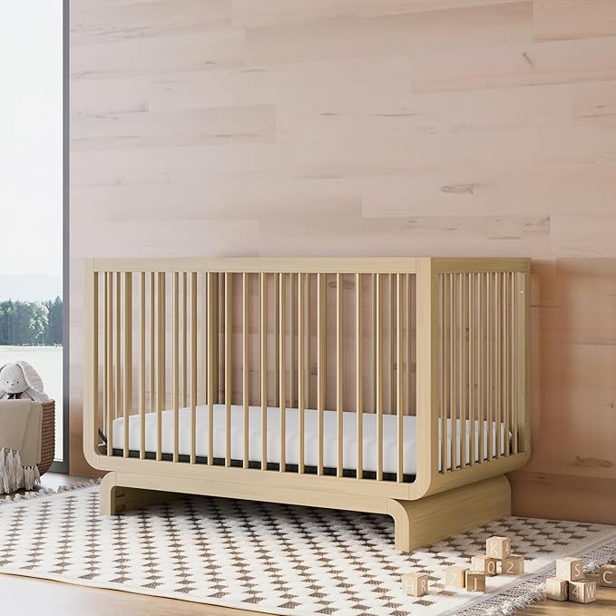 Storkcraft Santorini Deluxe 5-in-1 Convertible Crib with Bonus Toddler Guardrail (Driftwood) – GREENGUARD Gold Certified, Toddler Guardrail Included in Box, Fits Standard Crib Mattress - LeafyLoom