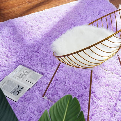 Softlife Ultra Soft Fluffy Area Rugs for Bedroom, Girls and Boys Room Kids Room Nursery Rug, 4 x 5.3 Feet Shaggy Fur Indoor Plush Modern Floor Carpet for Living Room Christmas Decor, Purple - LeafyLoom