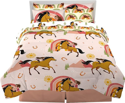 Franco Kids Bedding Super Soft Comforter and Sheet Set with Sham, 7 Piece Full Size, Spirit Riding Free - LeafyLoom