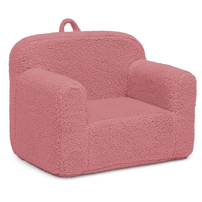 Delta Children Sherpa Cozee Chair - Foam Kids Chair for Ages 18 Months and Up, Rose - LeafyLoom