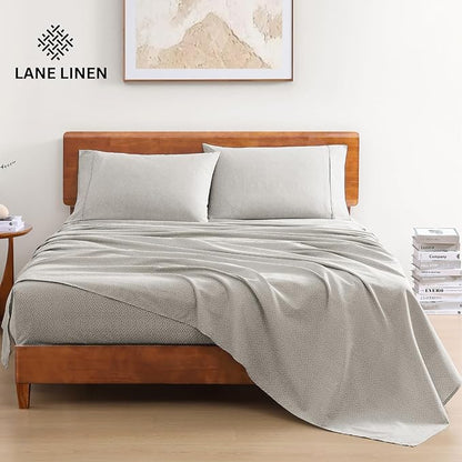 LANE LINEN 100% Organic Cotton California King Sheets Set, 4-Piece Pure Organic Cotton Long Staple Percale Weave Soft Best Bedding Sheets for Bed, Breathable, Fits Mattress Upto 15" Deep - Snowdrop - LeafyLoom