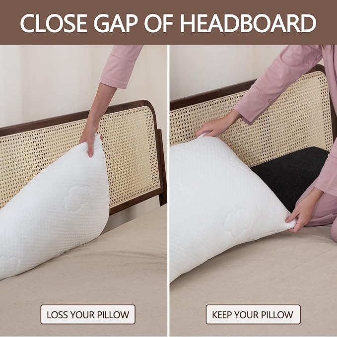 Bed Wedge Pillow,Headboard Pillow,Mattress Wedge,Close The Gap (0-8") Between Your Mattress and Headboard,Bed Gap Filler (White, Full) - LeafyLoom