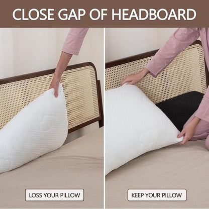 Bed Wedge Pillow,Headboard Pillow,Mattress Wedge,Close The Gap (0-8") Between Your Mattress and Headboard,Bed Gap Filler (Grey, King) - LeafyLoom