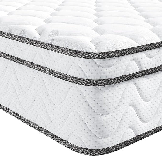 Vesgantti Queen Mattresses, 14 Inch Queen Size Hybrid Mattress in a Box, Ergonomic Design with Breathable Momory Foam and Pocket Spring/Medium Firm Feel - LeafyLoom