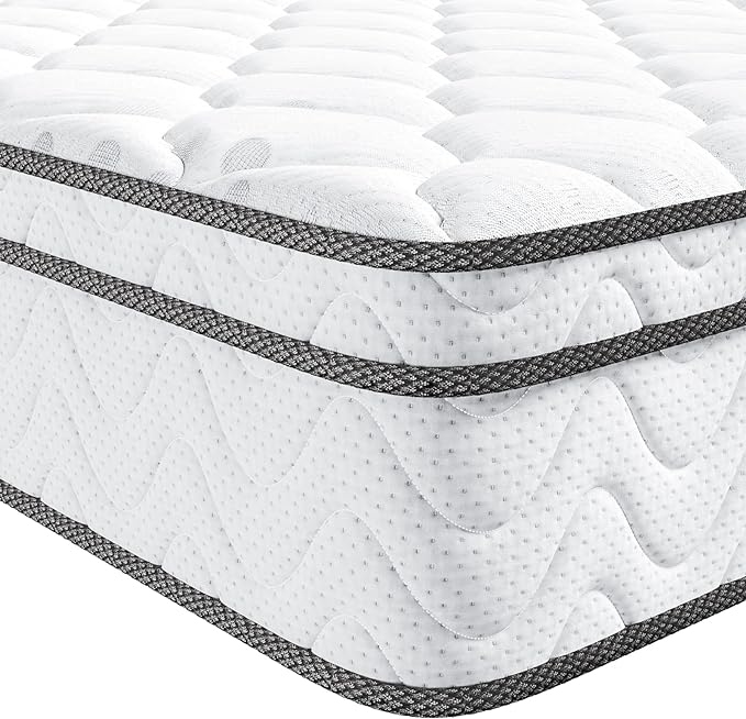 Vesgantti 12 Inch Multilayer Hybrid Twin XL Mattress - Multiple Sizes & Styles Available, Ergonomic Design with Breathable Foam and Pocket Spring/Medium Plush Feel - LeafyLoom