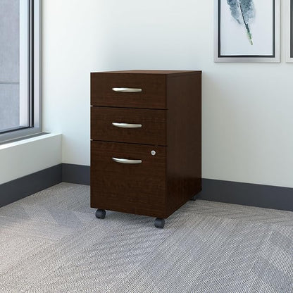 Bush Business Furniture Series C 3 Drawer Mobile File Cabinet in Mocha Cherry - Assembled - LeafyLoom