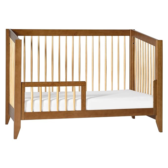 Babyletto Sprout 4-in-1 Convertible Crib with Toddler Bed Conversion Kit in Chestnut and Natural, Greenguard Gold Certified - LeafyLoom