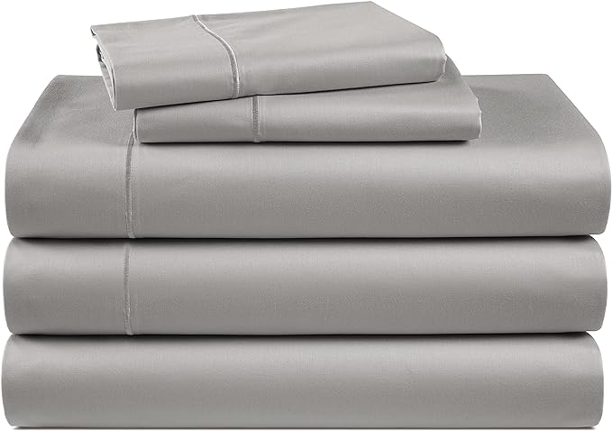 LANE LINEN Split King Sheets for Adjustable Beds - 1000 Thread Count 5 Piece Set 100% Egyptian Cotton Sateen Weave Cool Breathable & Soft 2 Fitted Fits Upto 17" Deep Pockets Silver - LeafyLoom