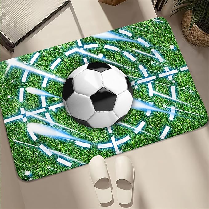 Football Rug for Boys Room - Soccer Rug for Boys Room Football Printed Rug for Kids Room Football Decor for Boys Bedroomsports Ball Doormat for Living Room Bedroom,2'×3' - LeafyLoom