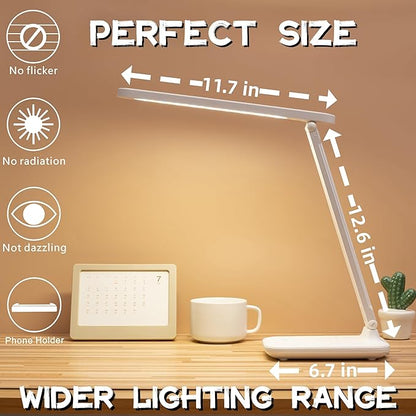 Led Desk Lamp Dimmable Desk Light Reading Lamp 3 Lighting Modes, Eye Protection Desk Lamp Desk Accessories, Study Desk Lamp Equipped USB Charger Suitable for Home Office is for Gift Giving - LeafyLoom