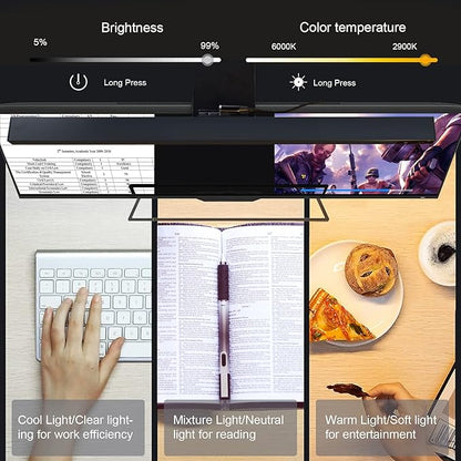 Computer Monitor Light Bar: Flat/Curved Monitor Screen Bar LED Lamp for Eye Caring/Space Saving 16.5 inch USB Powered Desk Lamp with Dimming for Home Office Gaming - LeafyLoom