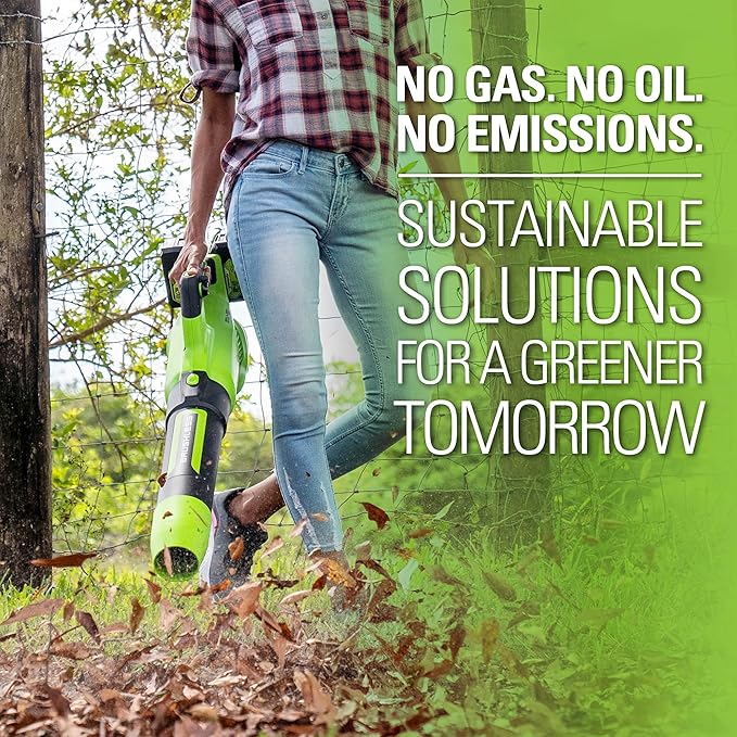 Greenworks 48V (2 x 24V) Cordless Brushless Axial Leaf Blower (140 MPH / 585 CFM / 125+ Compatible Tools), (2) 4.0Ah Batteries and Dual Port Rapid Charger Included - LeafyLoom