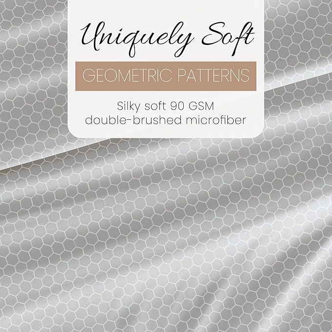 Linen Market 4 Piece California King Bedding Sheet Set (Gray Geometric) - Sleep Better Than Ever with These Ultra-Soft & Cooling Bed Sheets for Your Cal King Size Bed - Deep Pocket Fits 16" Mattress - LeafyLoom