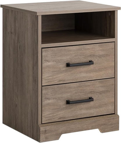 Prepac 2 Drawer Nightstand, 16.25in x 18.75in x 24.5in, Rustic Brown - LeafyLoom