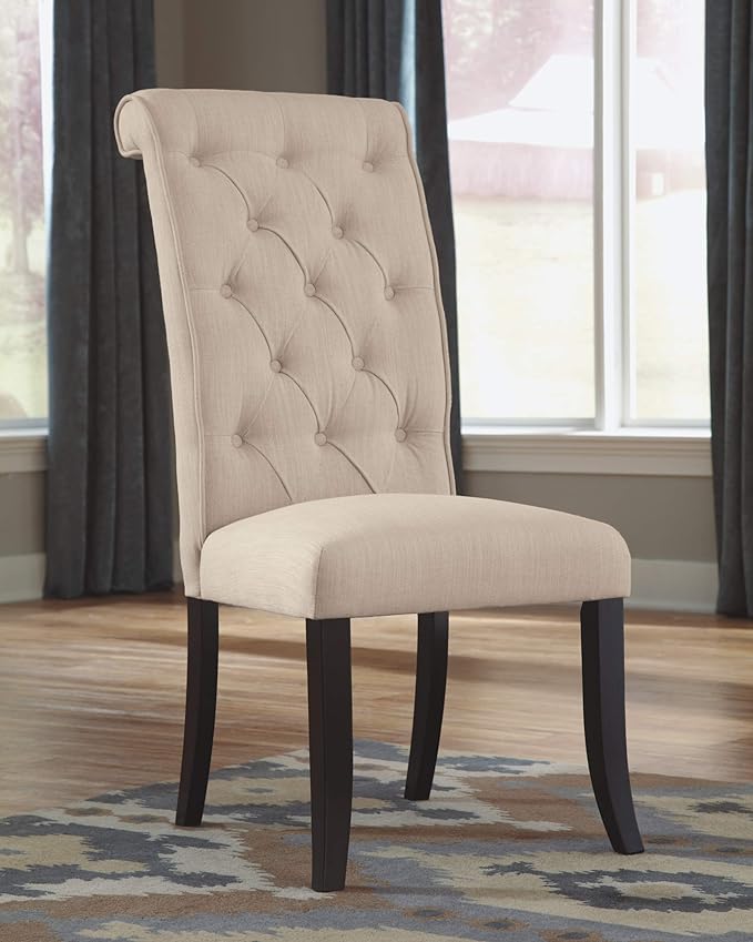 Signature Design by Ashley Tripton Classic Tufted Upholstered Armless Dining Chair, Set of 2, Beige - LeafyLoom