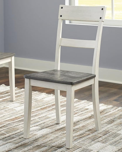 Signature Design by Ashley Nelling Modern Farmhouse 18" Weathered Dining Chair, Set of 2, White & Dark Brown - LeafyLoom